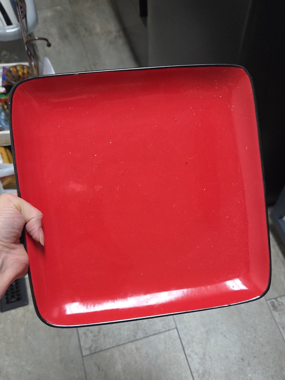 Red Square Ceramic Dinner Plate